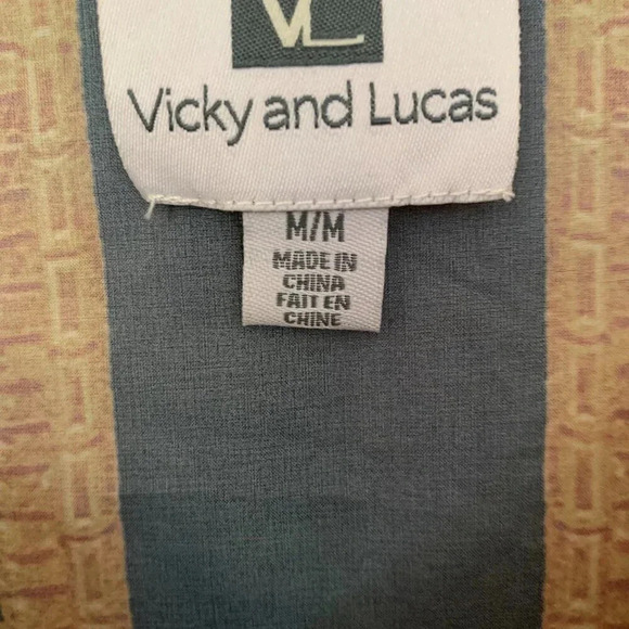 Vicky & Lucas V-Neck Loose Fit Maxi Dress Asymmetrical Sheer Hemline Pockets - Picture 5 of 14